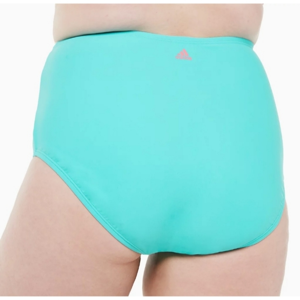 Adidas HIgh Waist Hipster Bikini Bottom Aqua 1X - Picture 4 of 12